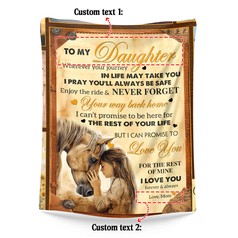 Personalized Daughter Blanket From Mom – Horse Lover Inspirational Gift