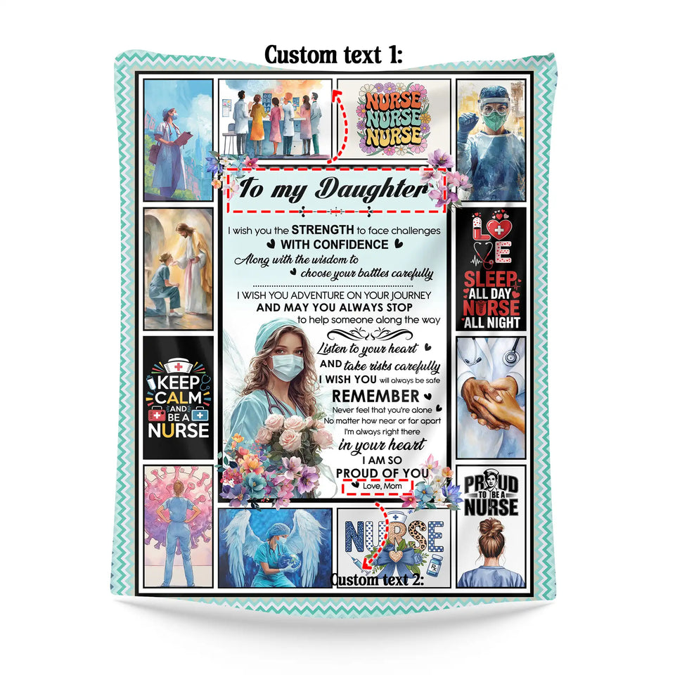 Personalized Nurse Blanket for Daughter From Mom – Custom Nurse Gift
