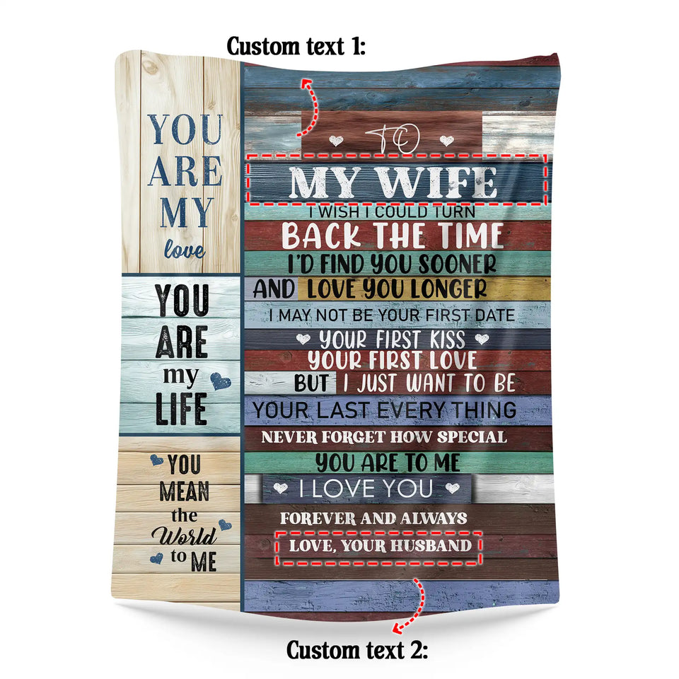 Personalized Wife Blanket From Husband – Rustic Wood Love Gift