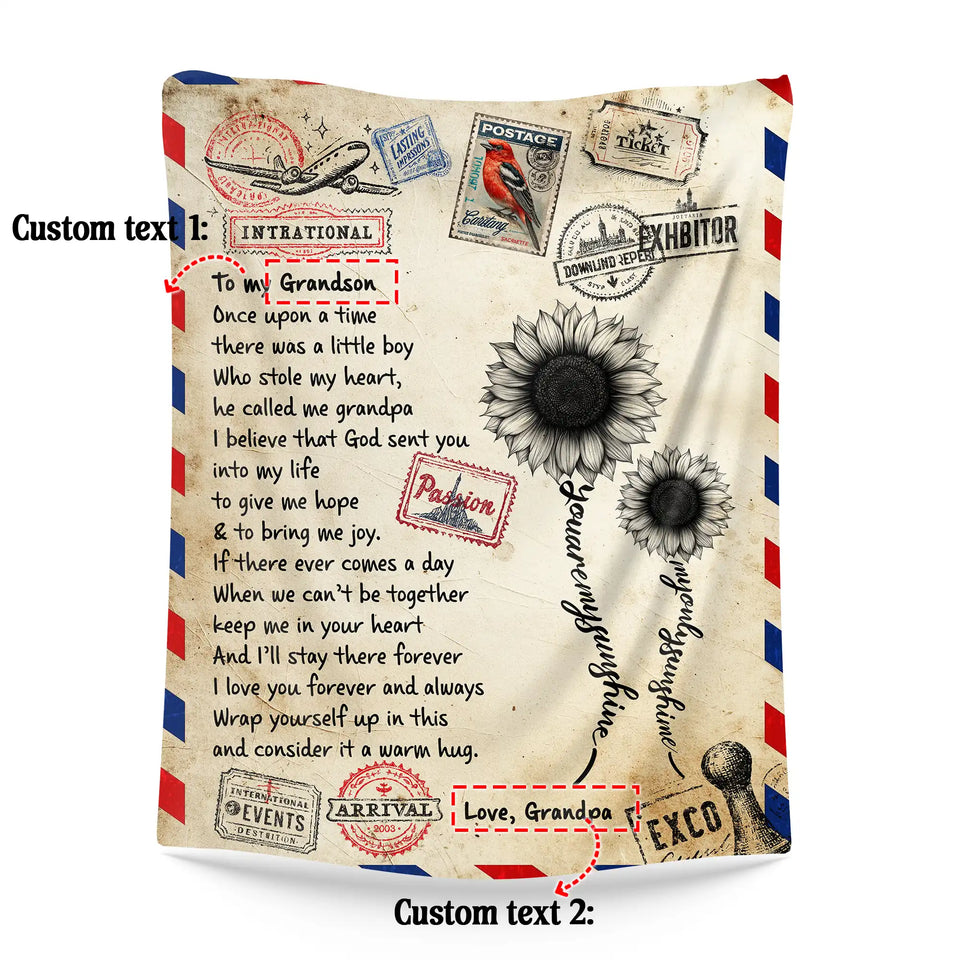 Personalized Grandson Blanket From Grandpa – Sunflower Airmail Gift