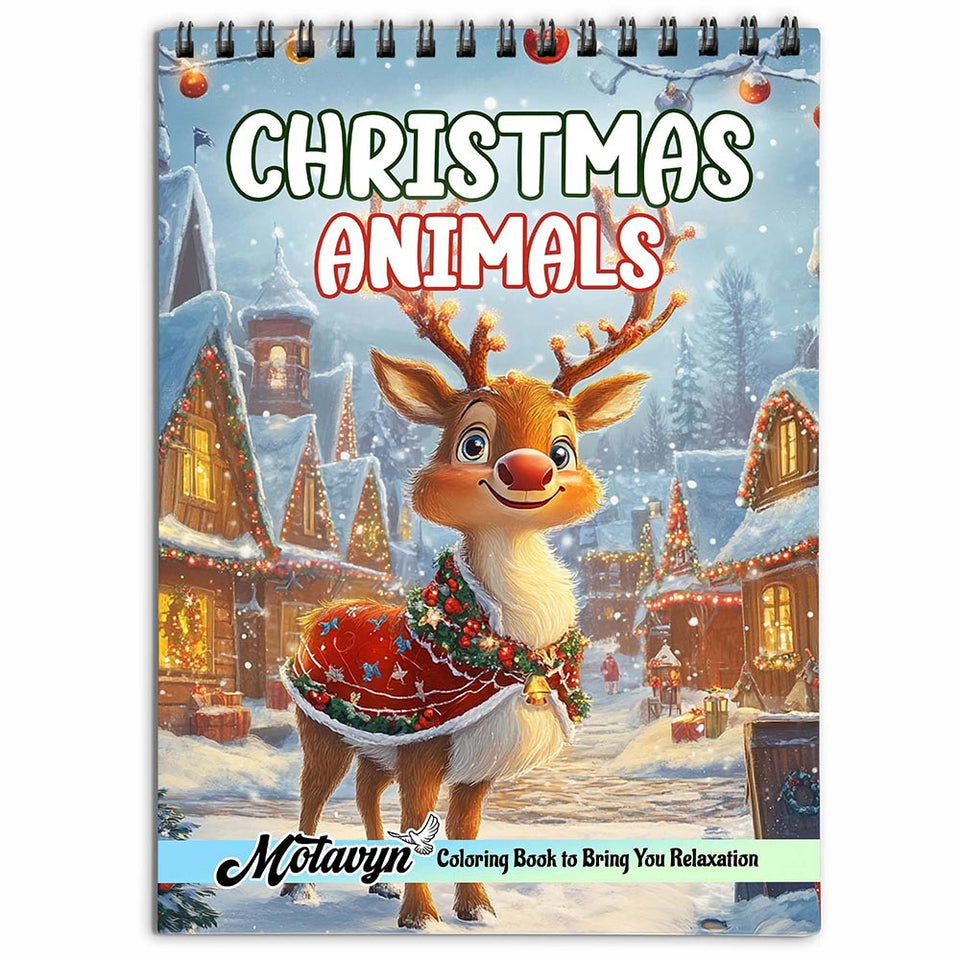 MOTAVYN Christmas Animals Coloring Book for Adults