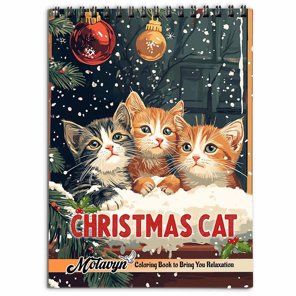 MOTAVYN Christmas Cats Coloring Book for Adults