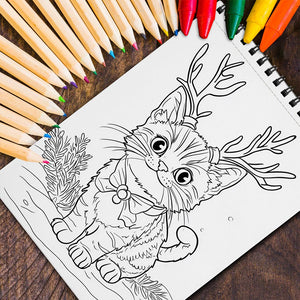 MOTAVYN Christmas Cats Spiral Coloring Book for Adults