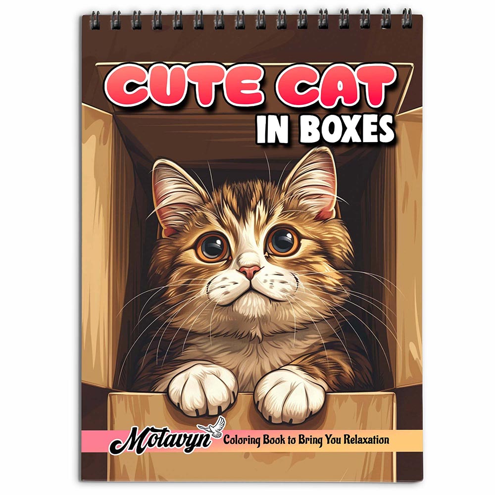 MOTAVYN Cute Cat in Boxes Coloring Book for Adults