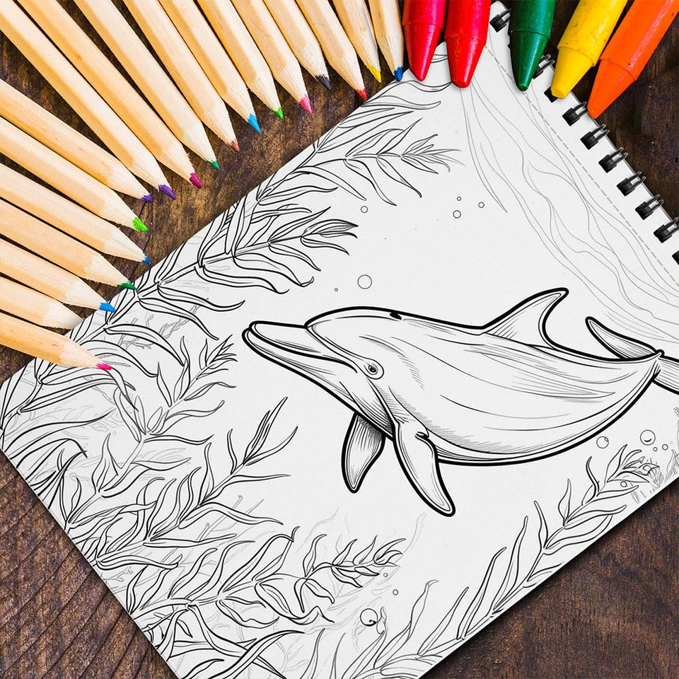 MOTAVYN Dolphin Spiral Coloring Book for Adults