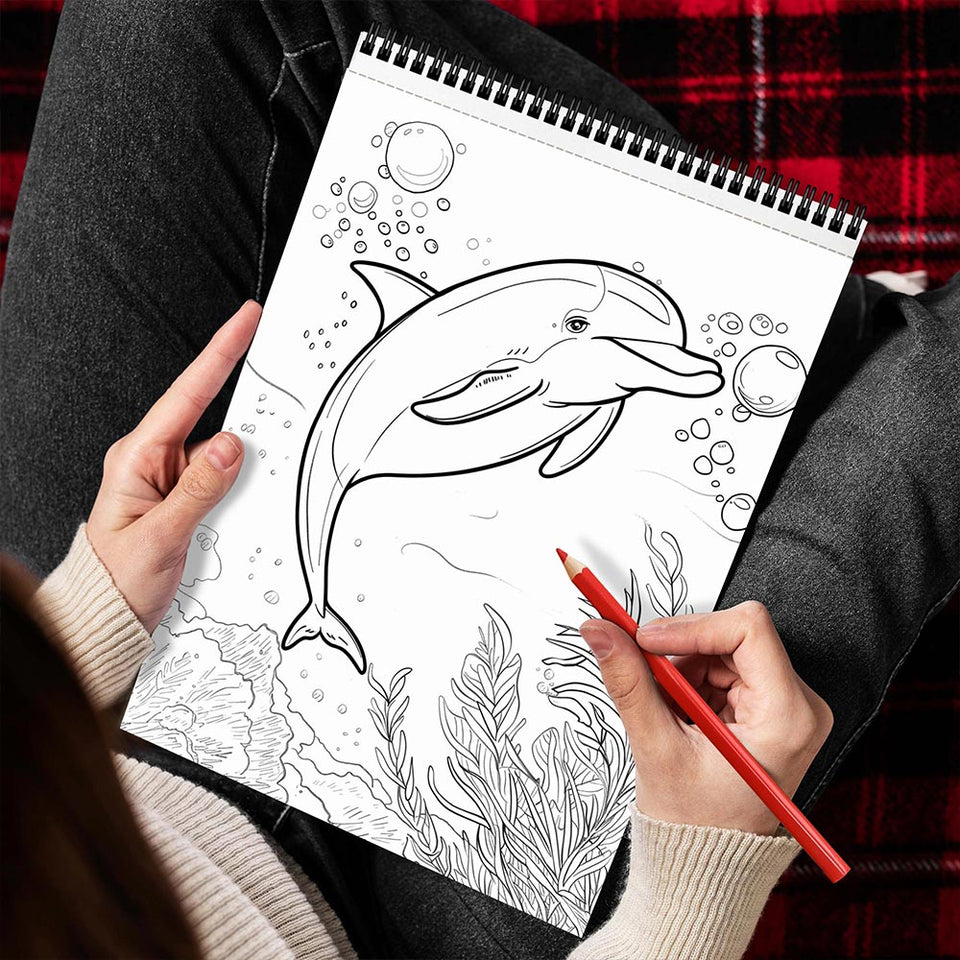 MOTAVYN Dolphin Spiral Bound Coloring Book for Adults