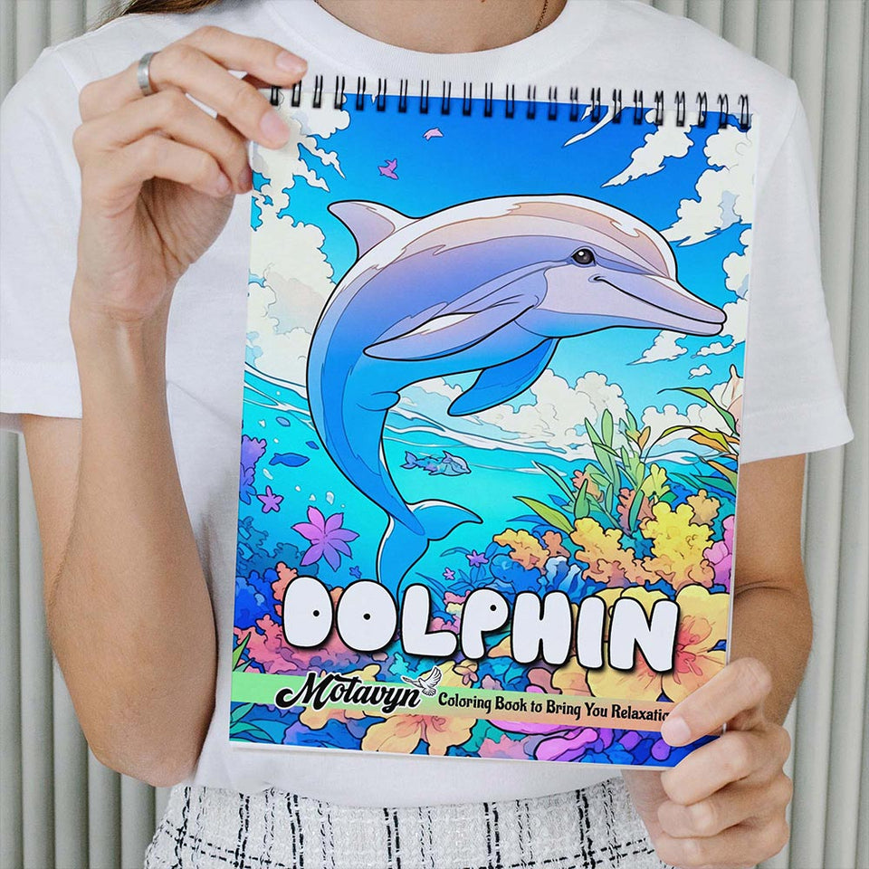 MOTAVYN Dolphin Coloring Book Spiral Bound for Adults