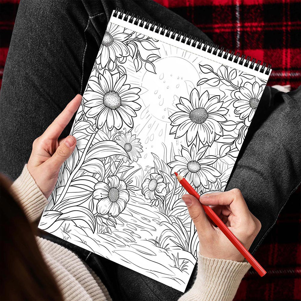 MOTAVYN Flowers Garden Spiral Bound Coloring Book for Adults