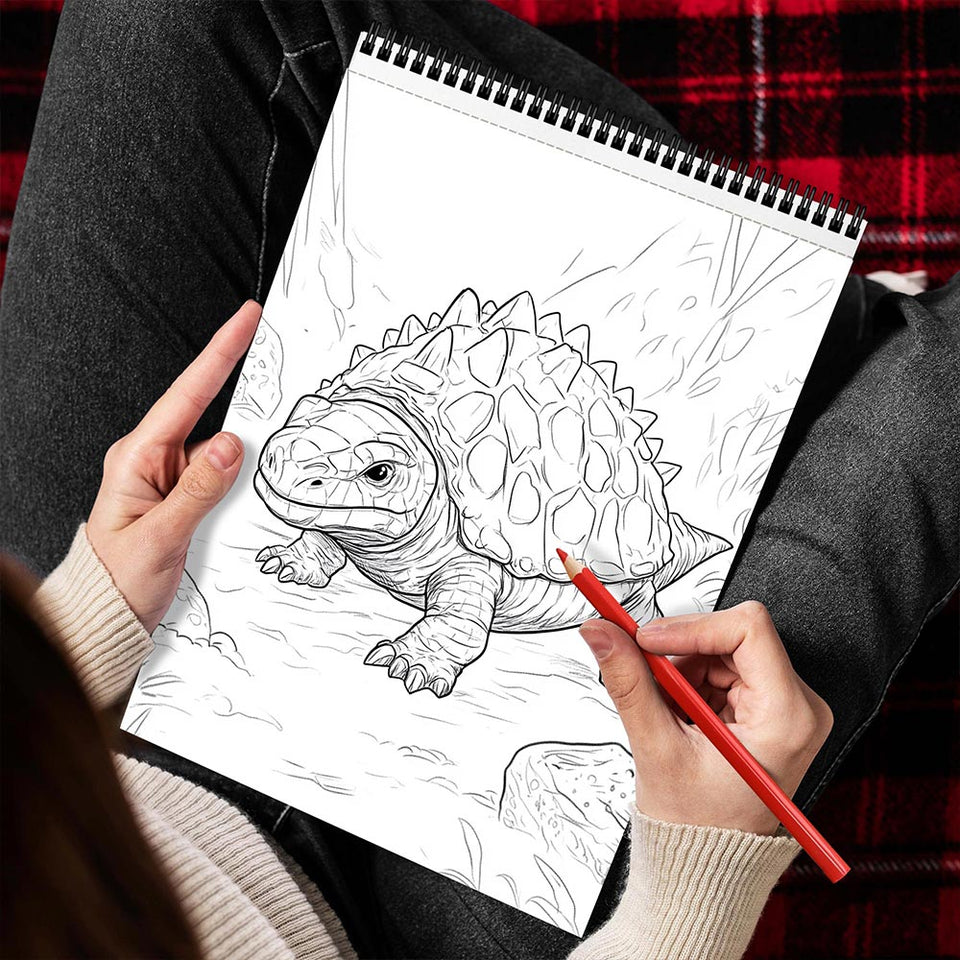MOTAVYN Herbivorous Dinosaurs Spiral Bound Coloring Book for Adults