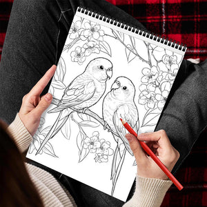 MOTAVYN Love Birds Spiral Bound Coloring Book for Adults