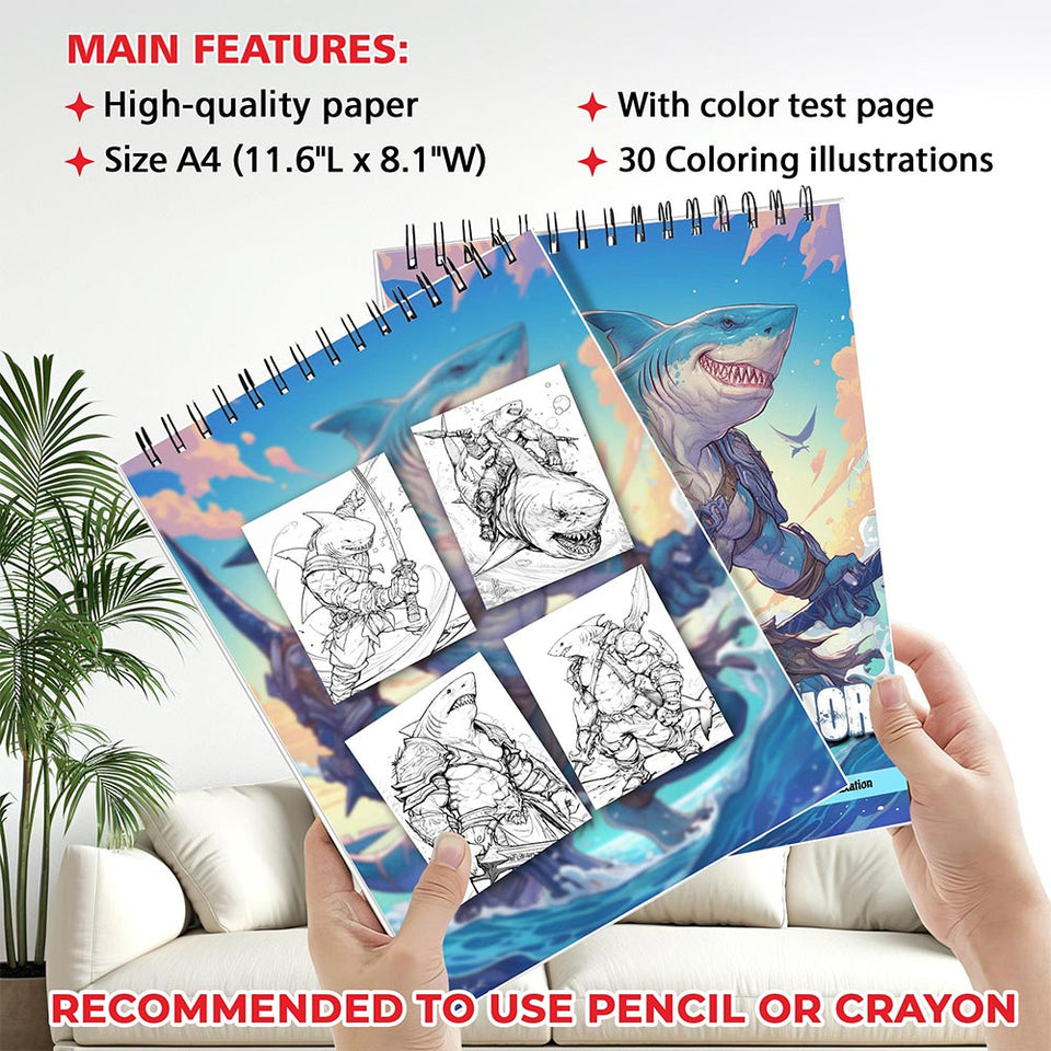 MOTAVYN Shark Warrior Coloring Sheets for Adults