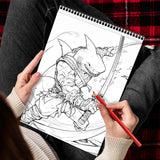 MOTAVYN Shark Warrior Spiral Bound Coloring Book for Adults