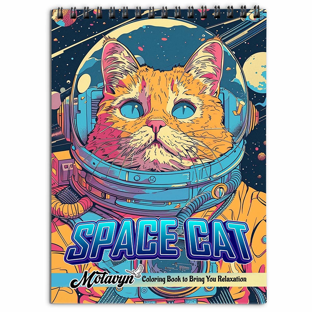 MOTAVYN Space Cat Coloring Book for Adults