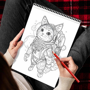 MOTAVYN Space Cat Spiral Bound Coloring Book for Adults