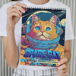 MOTAVYN Space Cat Coloring Book Spiral Bound for Adults