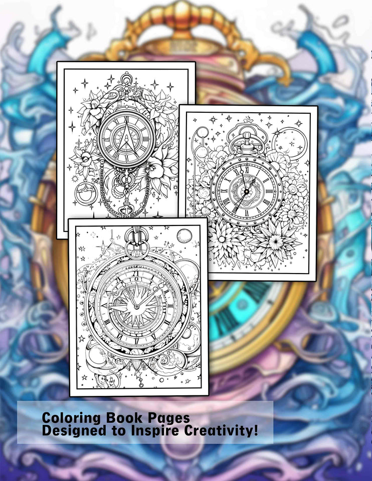 Magical Clock 30 Pages Printable Coloring Book