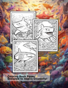 Magical Sharks 30 Pages Printable Coloring Book