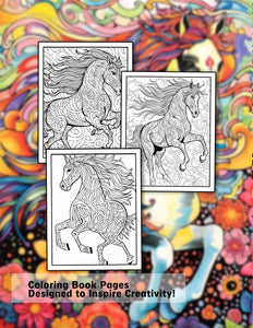 Majestic Horse 30 Pages Printable Coloring Book