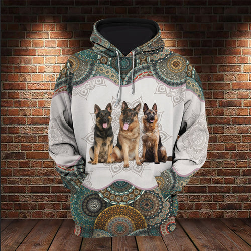 Mandala German Shepherd All Over Printed Gift For Dog Lovers Unisex Hoodie