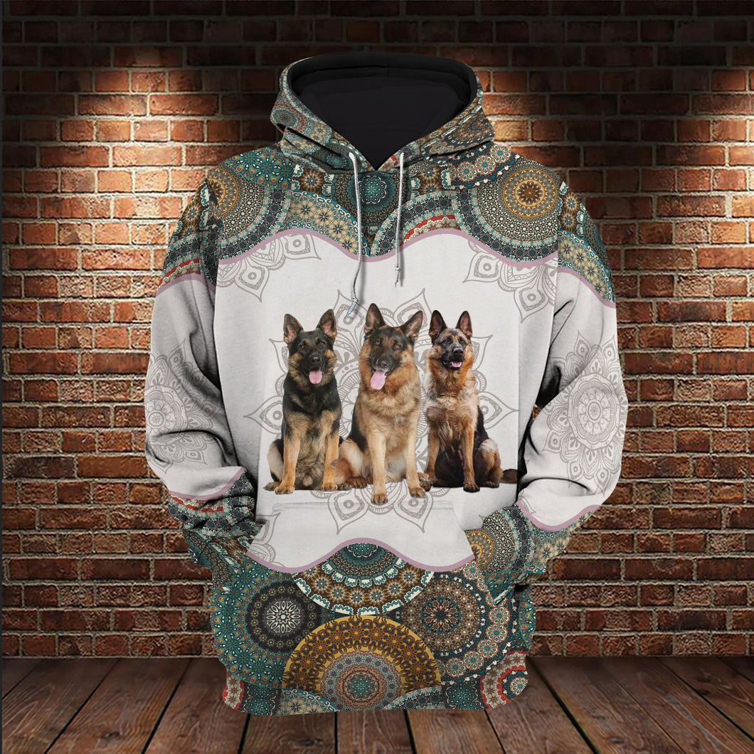 Mandala German Shepherd All Over Print Unisex Hoodie Dog Lover Gifts