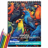 Mindful Crows And Parrots Spiral Bound Coloring Book: Parrots And Crows Design for Adult featuring Parrots and Crow To Color, Relieve Stress and Relaxing, Include different Designs Birds Coloring Book