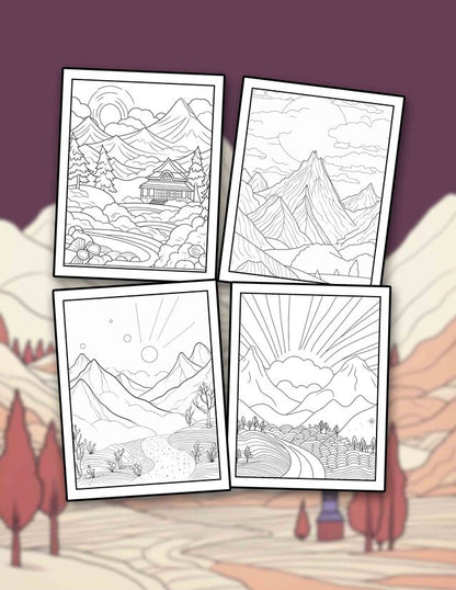 Minimalist Landscape 30 Pages Printable Coloring Book