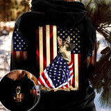 German Shepherd American Patriot Flag All Over Gift Print Unisex Hoodie Dog Lover Gifts
