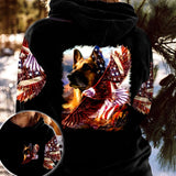 German Shepherd American Patriot US Unisex Size Hoodie