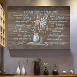Blue Butterfly Pussy Willow Canvas Wall Art, Elegant Nature Artwork for Home Decor, Spring Floral Painting