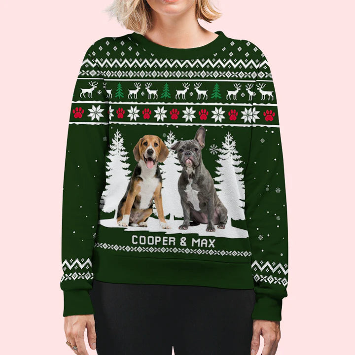 Winter Dog Photo - Personalized Custom Photo Ugly Sweatshirt - Christmas Gift For Pet Lovers, Pet Lovers