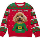 Christmas Dog Face - Personalized Custom Photo Ugly Sweatshirt - Christmas Gift For Pet Lovers, Pet Lovers