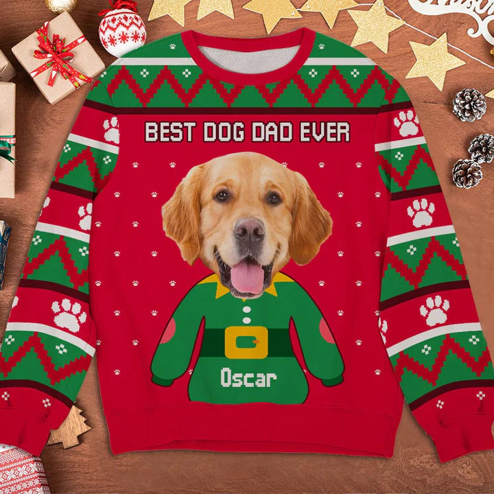 Christmas Dog Face - Personalized Custom Photo Ugly Sweatshirt - Christmas Gift For Pet Lovers, Pet Lovers