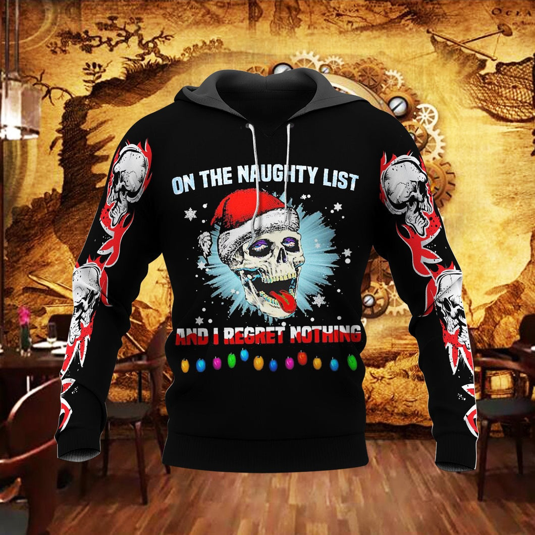 Unisex Hoodie All Over Print Skull Gifts On The Naughty List And I Regret Nothing Unisex Hoodie