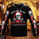 Unisex Hoodie All Over Print Skull Gifts Don't Piss Me Off Skull Unisex Hoodie