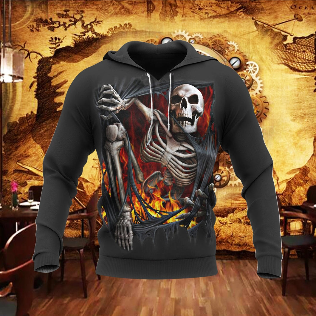 Unisex Hoodie All Over Print Skull Gifts Get Out Of The Hell Skull Unisex Hoodie