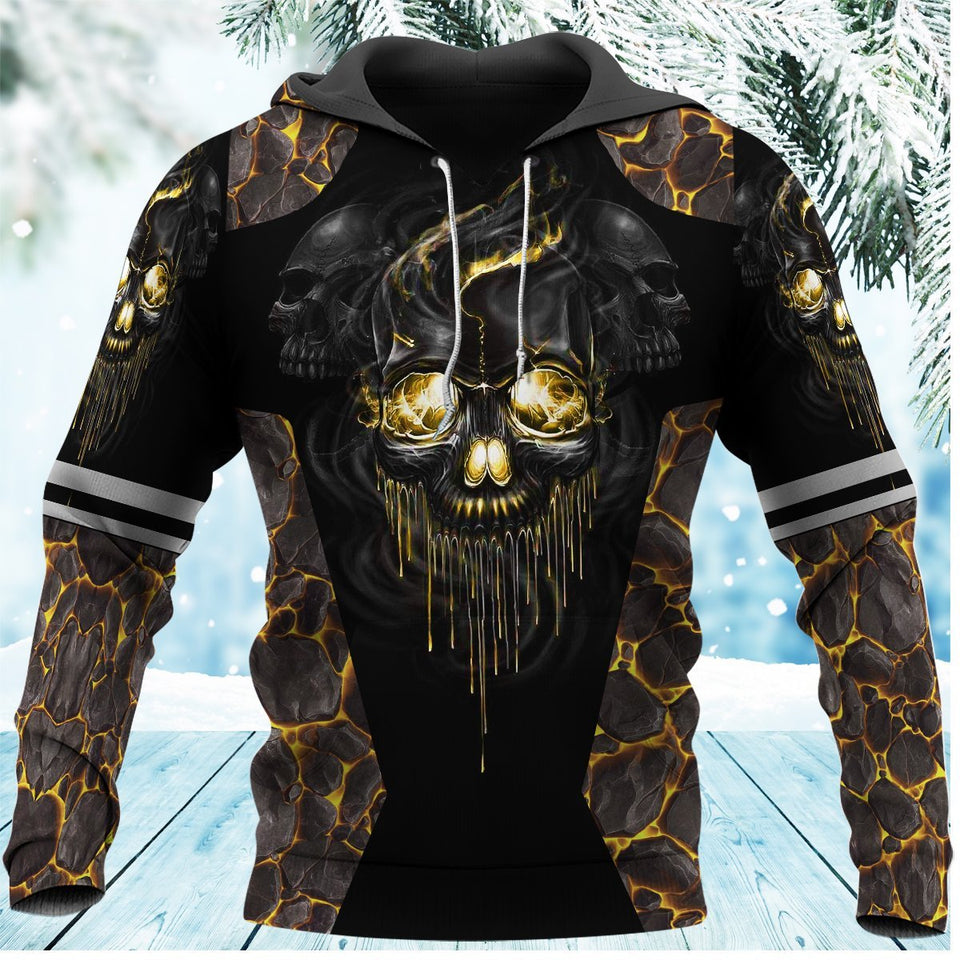 Unisex Hoodie All Over Print Skull Gifts Skull Eyes Lava Warrior Unisex Hoodie