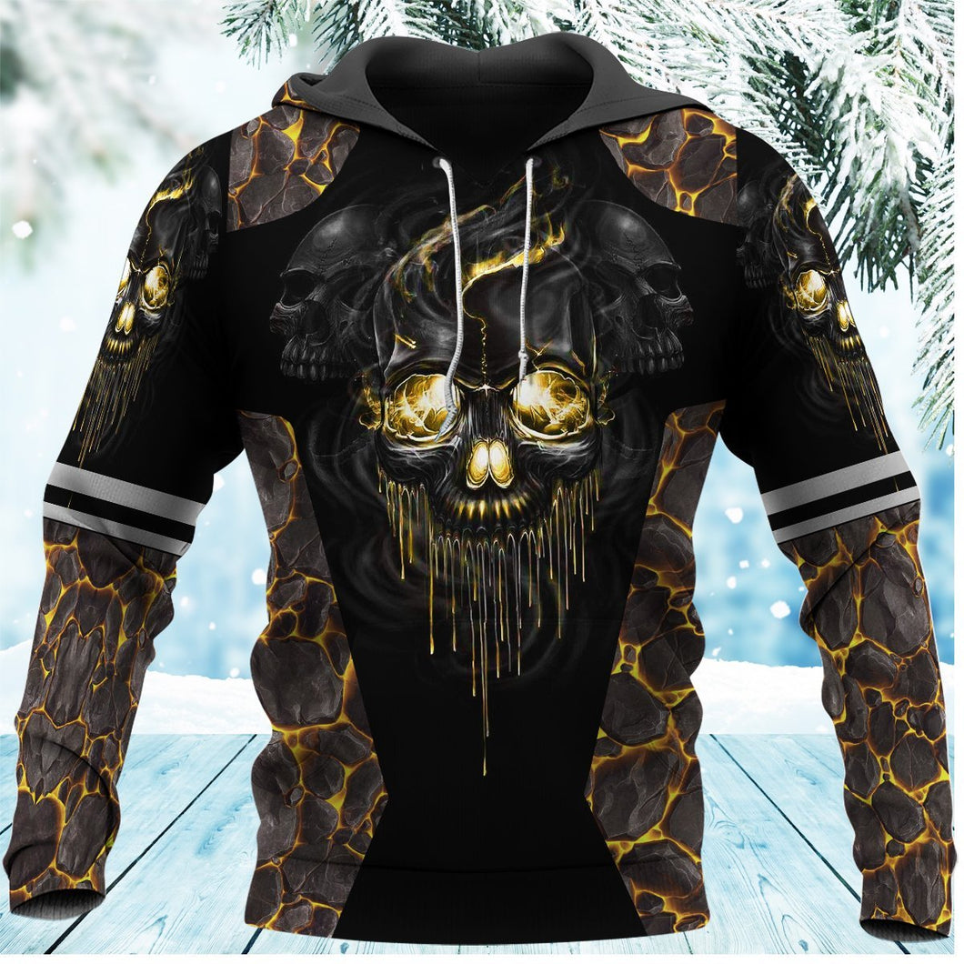 Unisex Hoodie All Over Print Skull Gifts Skull Eyes Lava Warrior Unisex Hoodie