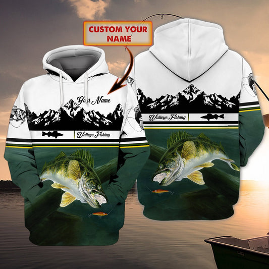 Walleye Fishing - Personalized Name All Over Print Unisex Hoodie