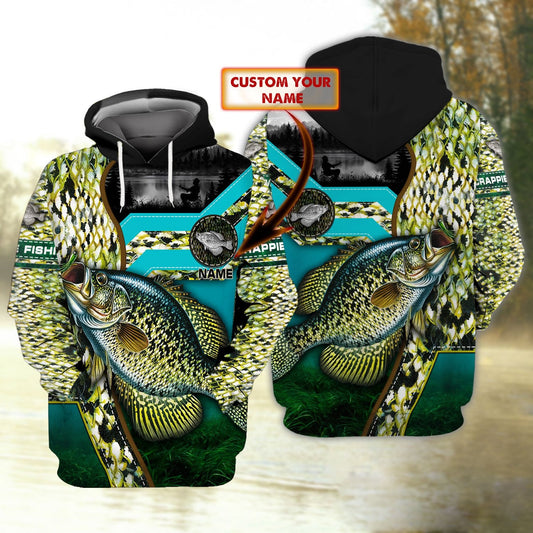 Crappie Fishing Personalized Name All Over Print Unisex Hoodie