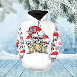 Unisex Hoodie All Over Print Skull Gifts Xmas Gift- Santa Skulls Icecream Unisex Hoodie