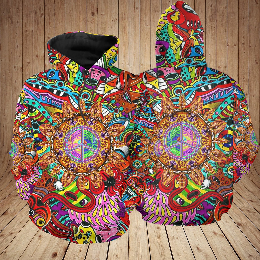 Unisex Hoodie All Over Print Skull Gifts Hippie Trippy Aesthetic Unisex Hoodie