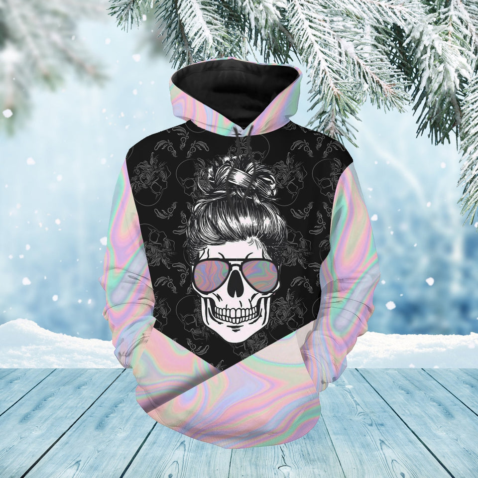 Unisex Hoodie All Over Print Skull Gifts Unicorn Life Skull Sunglasses Unisex Hoodie