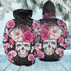 Unisex Hoodie All Over Print Skull Gifts Skull Roses Unisex Hoodie