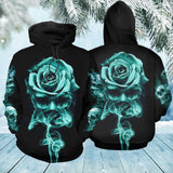 Unisex Hoodie All Over Print Skull Gifts Skull Smoke Flower Unisex Hoodie