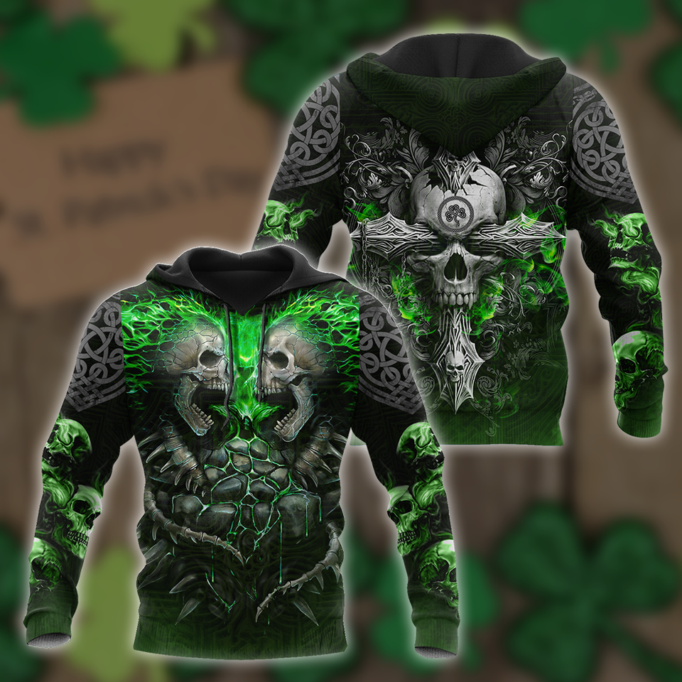 Unisex Hoodie All Over Print Skull Gifts Irish Skull All Over Printed Unisex Hoodie