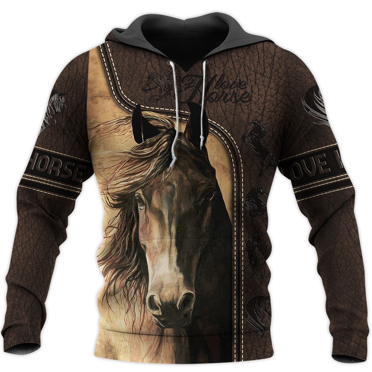 Animal Gifts Horse Gifts Love Horse Brown Unisex Hoodie