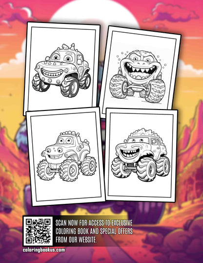 Monster Cars 30 Pages Printable Coloring Book