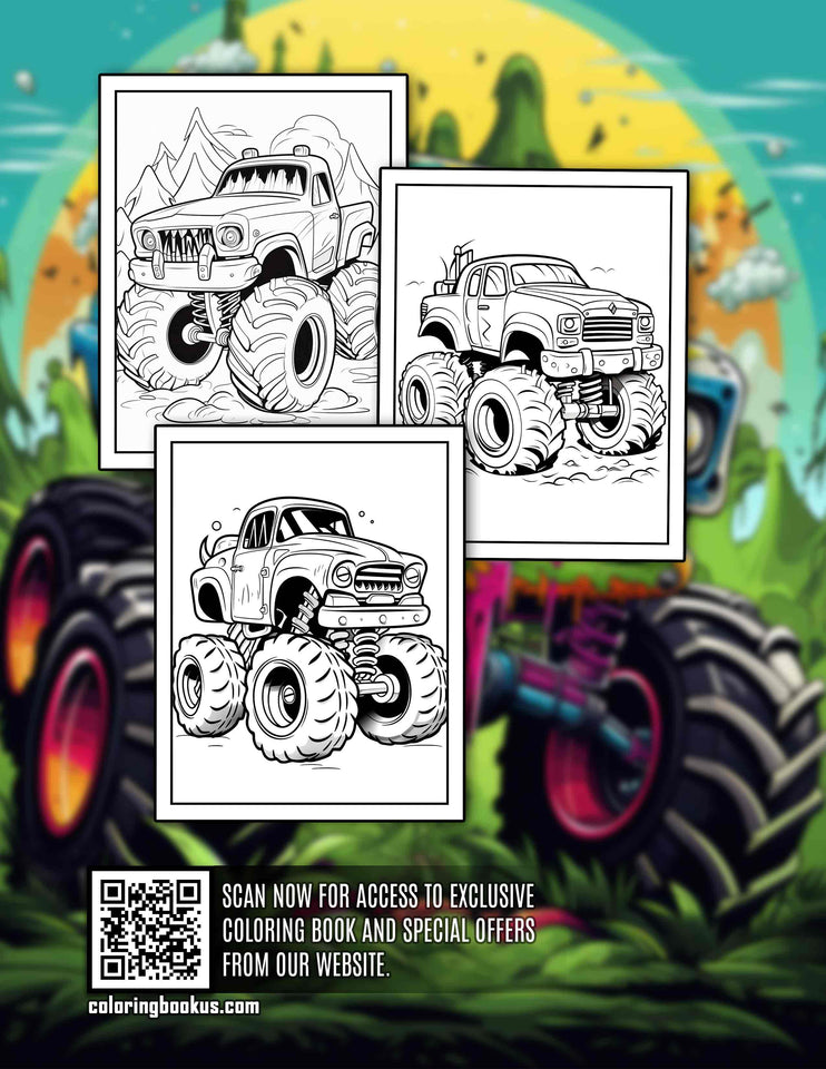 Monster Cars 30 Pages Printable Coloring Book