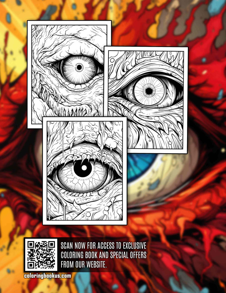 Monster Eyes 30 Pages Printable Coloring Book