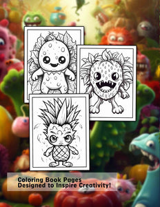 Monster Fruits 30 Pages Printable Coloring Book